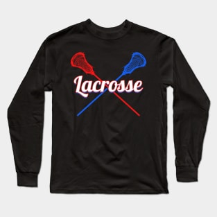 Crossed Lacrosse Sticks and head - The lacrosse Long Sleeve T-Shirt